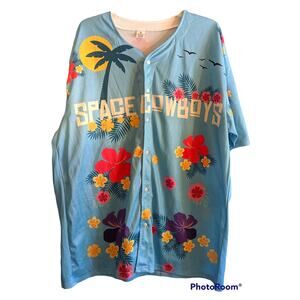 NWT Sugar Land Space Cowboys MILB Promo '22 Hawaiian Jersey Button Down Shirt XL